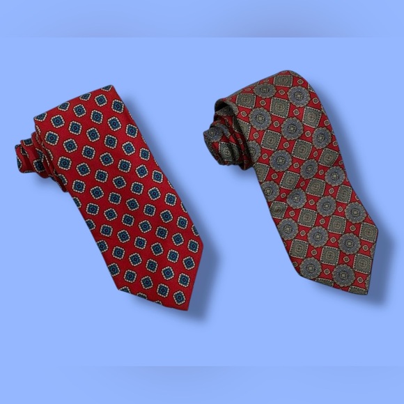 Vtg Burberrys Tie Mens Silk Geometric Pattern Made USA Classic Necktie Lot Of 2 - Picture 14 of 15
